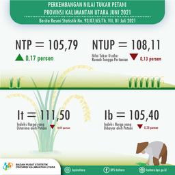 Nilai Tukar Petani (NTP) Juni 2021 Sebesar 105,79 Atau Naik 0,17 Persen Di Provinsi Kalimantan Utara