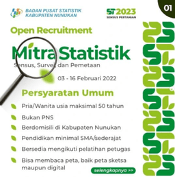 Perekrutan Mitra Statistik untuk Sensus, Survei, dan Pemetaan tahun 2022